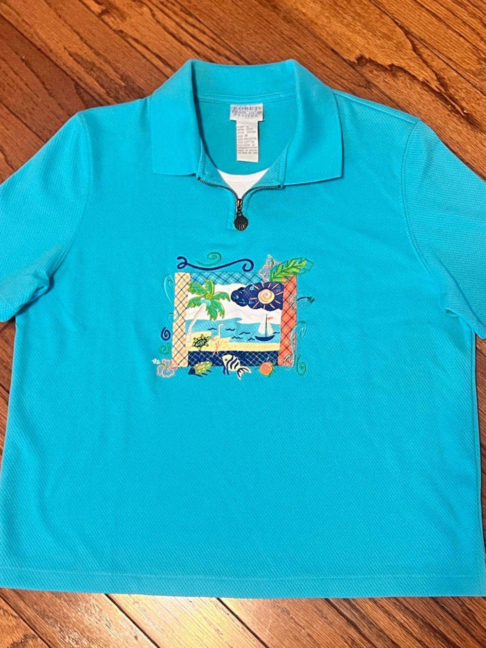 Koret Francesca Teal Summer Theme Top Sz M NWT - Picture 2 of 6